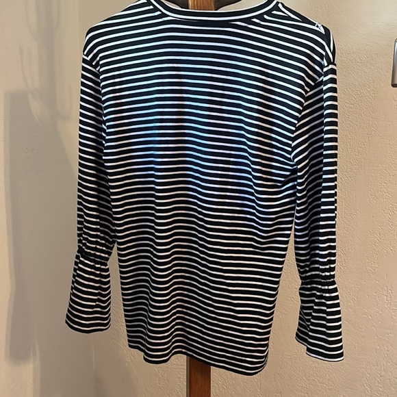 LOFT striped embroidered floral blouse - Picture 5 of 7